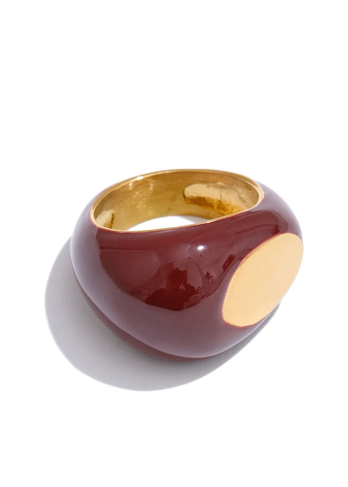 Minimalist Enamel Geometric Gold Plated Stainless Steel Statement Chunky Ring